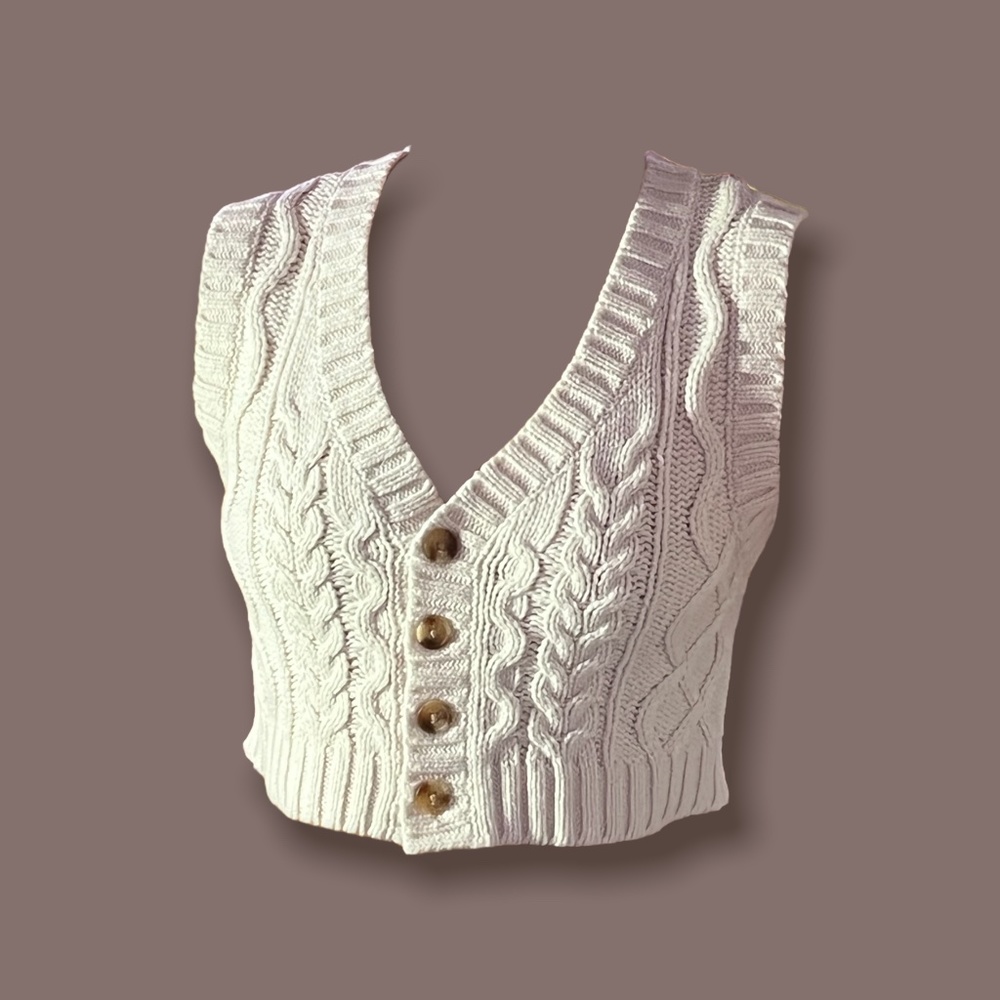 NWT Pacsun Cream Cropped Sweater Vest